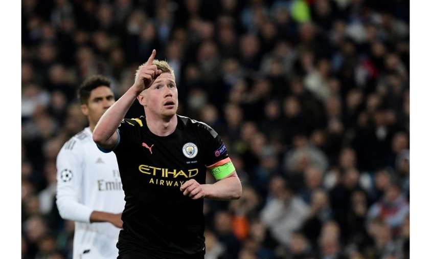 Kevin de Bruyne saat menetak gol ke gawang Real Madrid