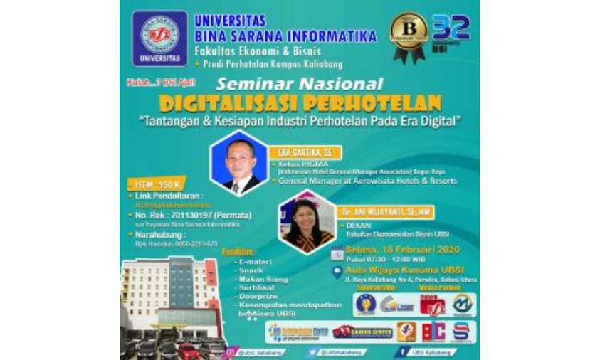 Prodi Perhotelan UBSI Siap Gelar Seminar Nasional Digitalisasi Perhotelan