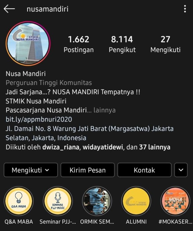 STMIK Nusa Mandiri Official Akun Sosial Media