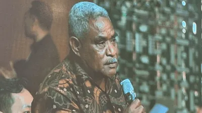 Frits Felix Dimara bantah tudingan Raja Ampat tidak memiliki manajemen pembuangan akhir yang terintegrasi dalam gelaran Indonesia Smart Nation Award 2024 yang diselenggarakan oleh Citiasia di ICE BSD pada Kamis (8/8). (Foto: NIkita/Milenianews)