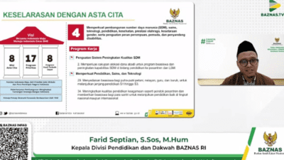 Farid Septian, Kepala Divisi Pendidikan dan Dakwah BAZNAS sampaikan Keselarasan Astra Cita pada Selasa (4/3).