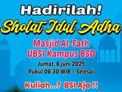 UBSI Kampus BSD Akan Gelar Sholat Idul Adha dan Pemotongan Hewan Qurban untuk Warga Sekitar