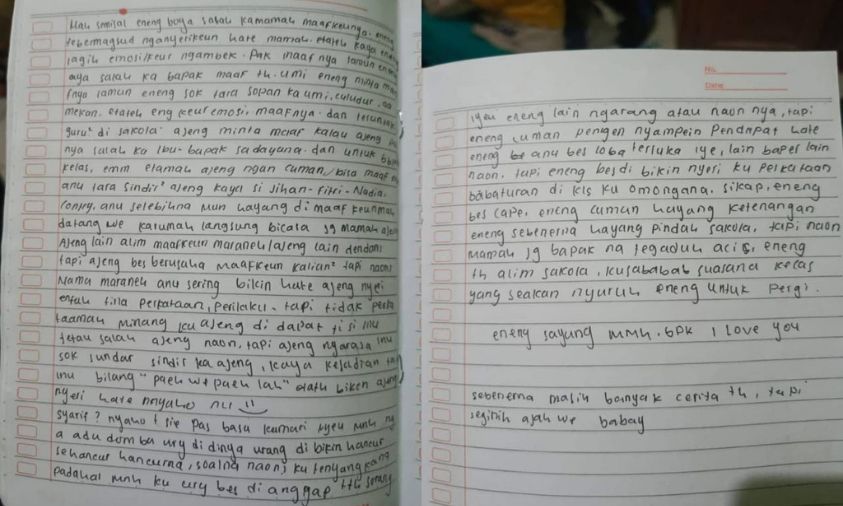 Surat Siswi MTs Sukabumi Gantung Diri