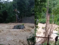 Jembatan Darurat di Tarisi, Sukabumi Hanyut, Akses Warga Kembali Terputus