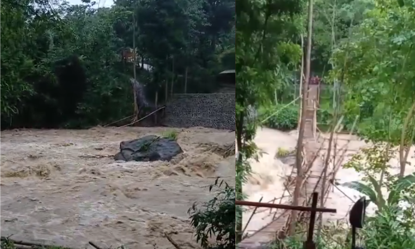 jembatan sementara desa tarisi sukabumi ambruk