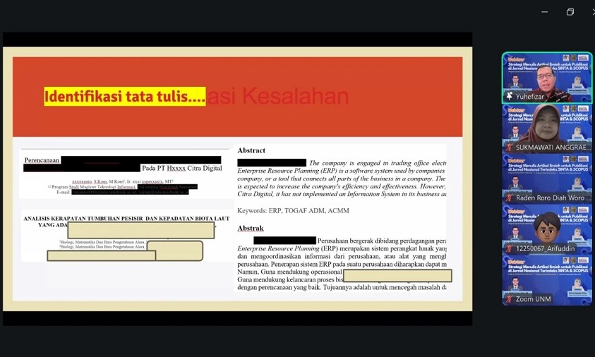 Workshop Penulisan Artikel Ilmiah Terindeks SINTA